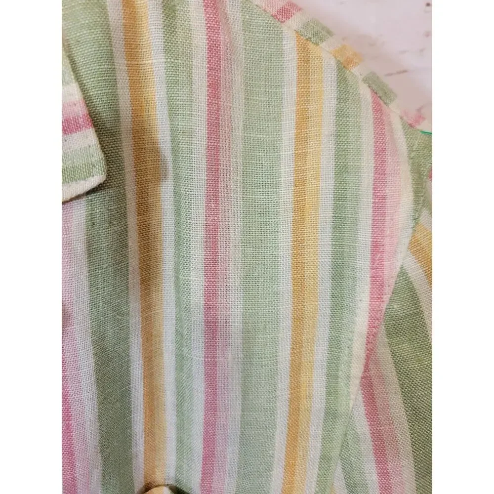 Liz Sport Multicolor Striped‎ Linen Blend Long Sleeve Blazer Women's Size 6